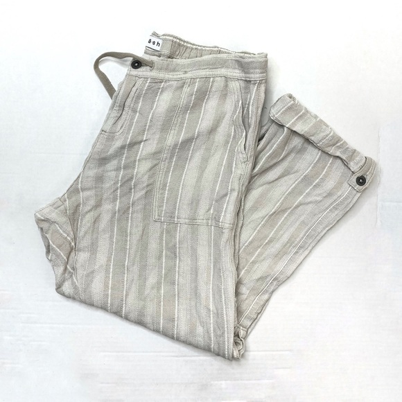 DASH Oatmeal Stripes Linen Blend Straight Leg Carpenter Utility Pants - Picture 2 of 4
